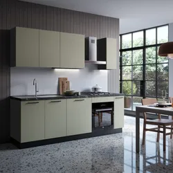 Cucina lineare 240 cm reversibile antracite e verde top 40 mm nero effetto marmo anta lavastoviglie - Domy