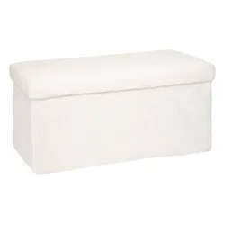 Panca contenitore pieghevole 76x38 cm in similpelliccia bianco - Odrin