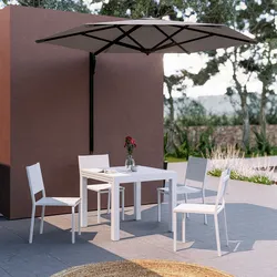 Set pranzo bianco con tavolo 90/180x90 cm e 4 sedie textilene e alluminio - Carioca