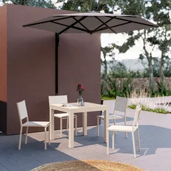 Set pranzo vaniglia con tavolo 90/180x90 cm e 4 sedie textilene e alluminio - Carioca