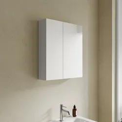 Specchio contenitore bagno cm 60 x 68 bianco lucido 2 ante