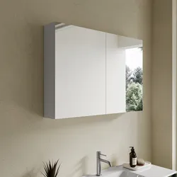 Specchio contenitore bagno cm 100 x 68 bianco lucido 2 ante