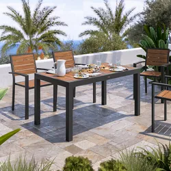 Tavolo allungabile 140/210x77 cm in alluminio antracite con top effetto legno caramello - Carioca Wood