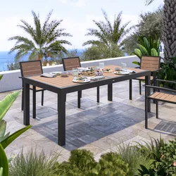 Tavolo allungabile 200/300x100 cm in alluminio antracite con top effetto legno miele - Carioca Wood