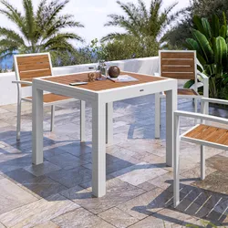 Tavolo allungabile 90/180x90 cm in alluminio bianco con top effetto legno caramello - Carioca Wood