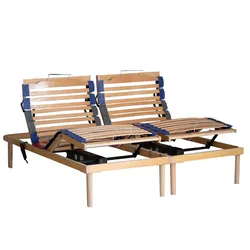 Rete a doghe motorizzata 160x190 cm in legno di faggio con dispositivo per regolazione sincronizzata