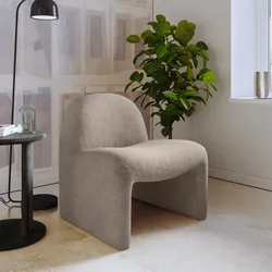 Poltrona dal design moderno in bouclé tortora - Niklam