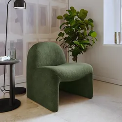 Poltrona dal design moderno in bouclé verde scuro - Niklam