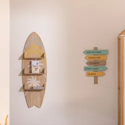 Libreria sospesa 37x112h cm tavola da surf in legno naturale decorato