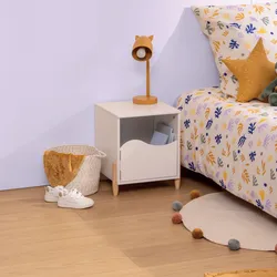 Comodino 36x40h cm a forma di onda in legno bianco - Dolcezza kids