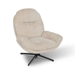 Poltrona girevole e reclinabile in tessuto ciniglia beige - Stefany