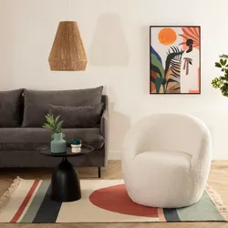 Poltrona avvolgente 75x72h cm in tessuto teddy bianco - Heidi