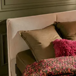 Testata per letto matrimoniale in velluto a coste bianco