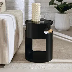 Tavolino rotondo 33 cm in acciaio nero lucido - Soprano