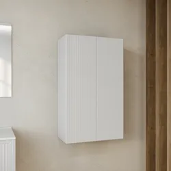 Colonna bagno sospesa 60 x 30 x 100 h doppia anta bianco opaco cannettato - Konai