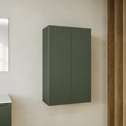 Colonna bagno sospesa 60 x 60 x 100 h doppia anta verde cemento cannettato - Konai
