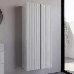 Colonna bagno sospesa 70 x 70 x 160 h doppia anta bianco opaco cannettato - Gaia