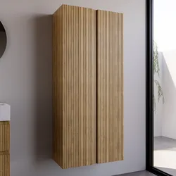 Colonna bagno sospesa 70 x 70 x 160 h doppia anta rovere acero cannettato - Gaia