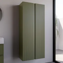 Colonna bagno sospesa 70 x 70 x 160 h doppia anta verde nordico cannettato - Gaia