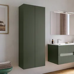 Colonna bagno sospesa 60 x 60 x 150 h cm doppia anta verde cemento - Tayga
