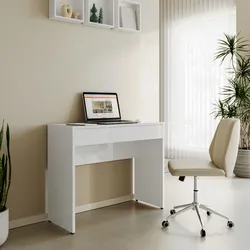 Scrivania 100x41 cm bianco lucido con cassetto - Delhi