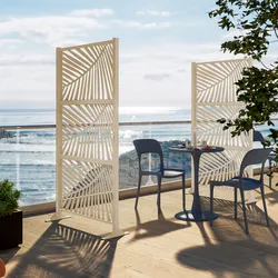 Separé da giardino in acciaio vaniglia 100x30x180h cm con disegno tropicale - Callen