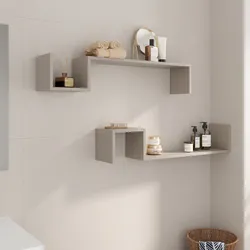 Set 2 mensole bagno 90x17,5 h cm in legno cashmere - Tetris