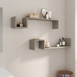 Set 2 mensole bagno 90x17,5 cm in legno tortora - Tetris