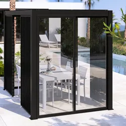 Vetrata panoramica scorrevole lato 2 metri in alluminio antracite per gazebo bioclimatico - Enea