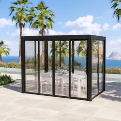Vetrata panoramica scorrevole lato 3 metri in alluminio antracite per gazebo bioclimatico - Enea