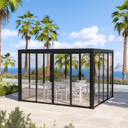Vetrata panoramica scorrevole lato 3,6 metri in alluminio antracite per gazebo bioclimatico - Enea