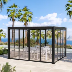 Vetrata panoramica scorrevole lato 4 metri in alluminio antracite per gazebo bioclimatico - Enea