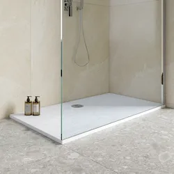 Piatto doccia 80x120x2h cm ultraslim in mineralmarmo bianco effetto pietra con copripiletta doubleface - Air