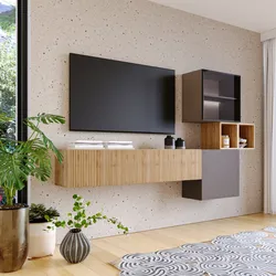 Parete attrezzata 220x128h cm bronzo e cadiz cannettato con vetrina - Clary