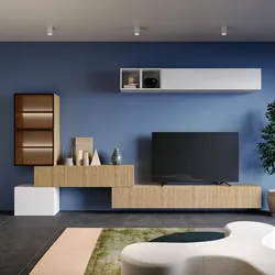 Parete attrezzata 340x169h cm bianco lucido e cadiz cannettato con vetrine - Clary