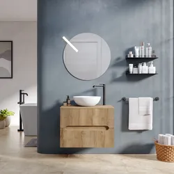 Mobile bagno sospeso 60 cm cannettato con cassetti rovere acero e top - Tayga