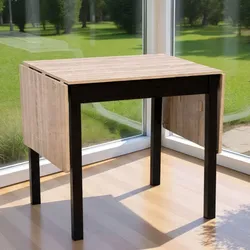 Tavolo allungabile 80-152x80 cm in legno di pino naturale e nero - Dragomir