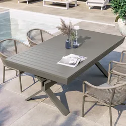 Tavolo da giardino allungabile 200/300x100 cm in alluminio tortora - Zelegant