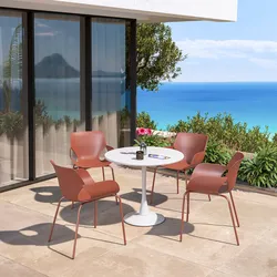 Set 4 sedie da giardino in polipropilene e metallo terracotta - Ademe