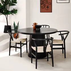 Tavolo rotondo 120 cm in legno di mango nero - Jia