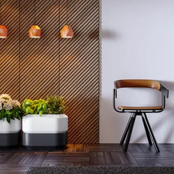 Pannello fonoassorbente boiserie 60x240h cm nero con listelli obliqui rovere scuro - Bjorn