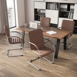 Set 4 sedie da ufficio in similpelle cognac con gambe in metallo cromo - Tamia Level