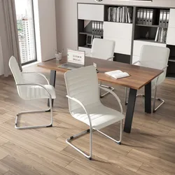 Set 4 sedie da ufficio in off white con gambe in metallo cromo - Tamia Level