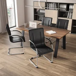 Set 4 sedie da ufficio in similpelle nero con gambe in metallo cromo - Tamia
