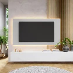 Pannello porta tv 180x100h cm gesso con foro passacavi - Clary