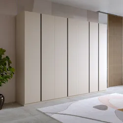 Armadio battente 318x240h cm 7 ante reversibili con soft close cashmere e antracite - Berwin