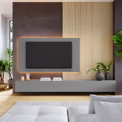 Parete attrezzata 280 cm ardesia con pannello porta tv - Clary