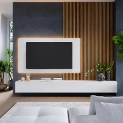 Parete attrezzata 280 cm bianco con pannello porta tv - Clary