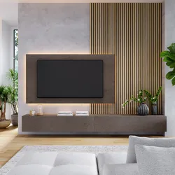 Parete attrezzata 280 cm bronzo con pannello porta tv - Clary