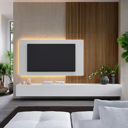 Parete attrezzata 280 cm gesso con pannello porta tv - Clary